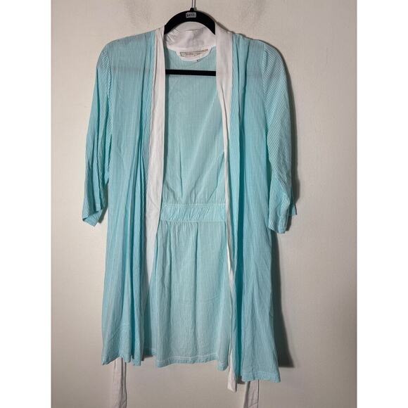 The royal standard The Catalina Collection Teal and White Stripe Short Robe S/M - Picture 1 of 2
